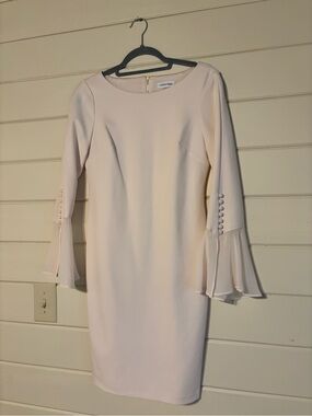 Calvin Klein Pale Pink Bell-Sleeve Sheath Dress